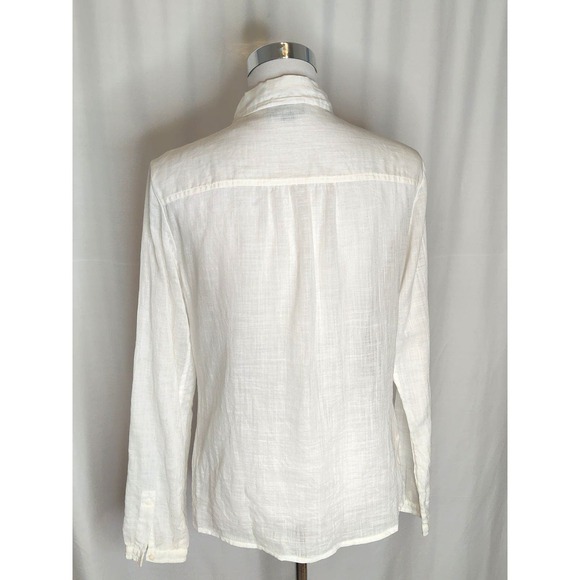 Club Monaco sheer cotton long sleeve popover tunic blouse minimalist S - Picture 2 of 10